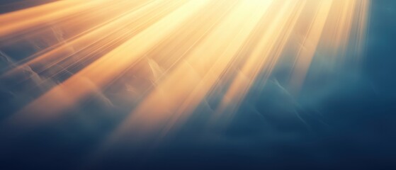 A radiant display of light beams piercing through a soft blue background, evoking a sense of peace and tranquility.