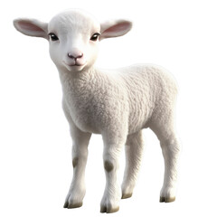Obraz premium Adorable Fluffy Lamb, Cute Baby Sheep, Isolated on Transparent Background
