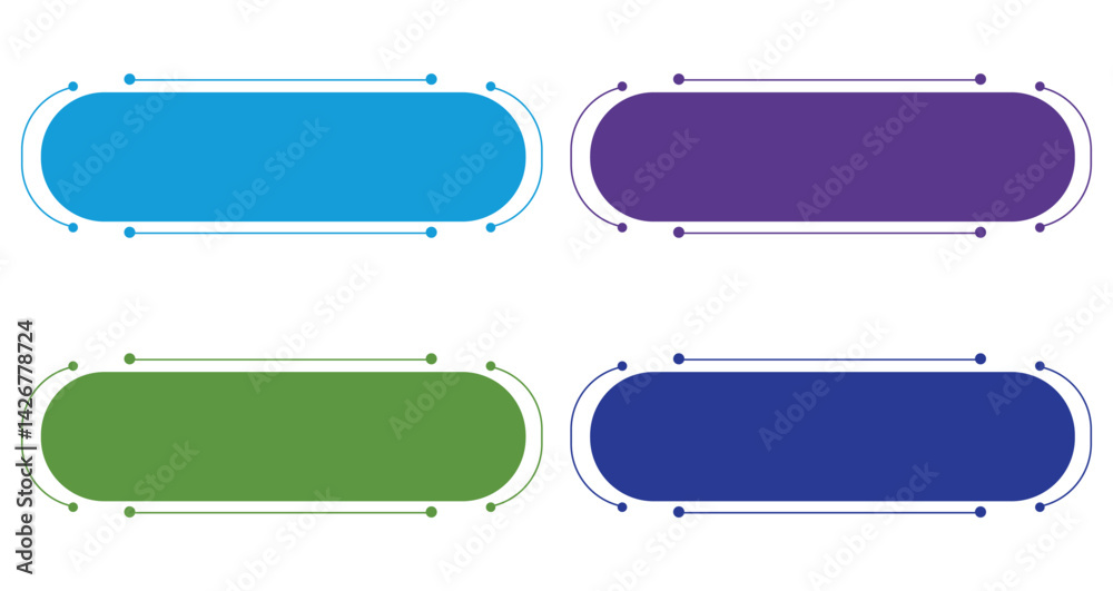 Wall mural a vector set of four colorful rectangle banners with a glossy web design and navigation buttons prov