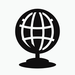  very simple flat and single minimalist Globe Silhouettes in black on a white background 