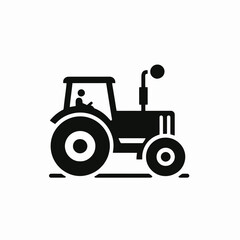  very simple flat and single minimalist Tractor Silhouettes in black on a white background 
