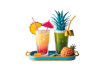 Tropical cocktails drinks summer vacation exotic beverage fresh juice party celebration island getaway cool on transparent background