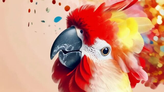 Vibrant Parrot in a Colorful Explosion of Paint