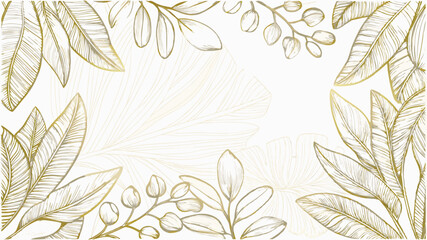 vector golden floral line frame  luxury leaves pla (3).eps
