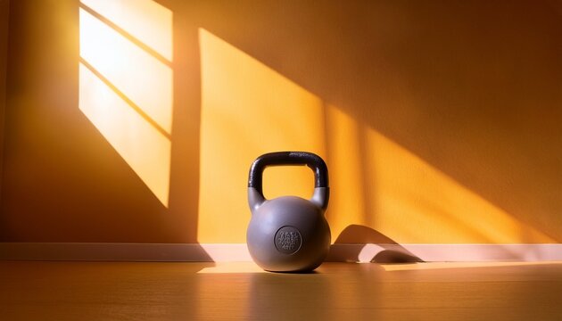 kettlebell on yellow background