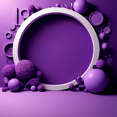 Abstract 3D modern colorful marble shape with Flowers, and Circular Frame and Organic Elements Background.
