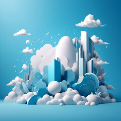 Abstract 3D modern colorful marble shape with Flowers, and Circular Frame and Organic Elements Background.
