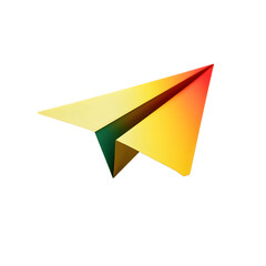 Colorful paper airplane with dynamic motion lines and folded details, isolated on a transparent background — ideal for communication, creativity, or travel themes