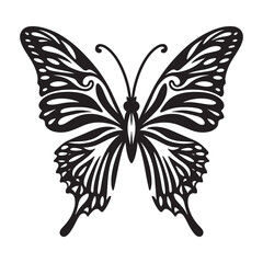 Black Butterfly Tribal Art – Tattoo Style Illustration