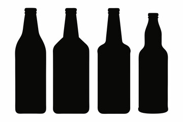 set of Beer Bottle silhouette vector illustration