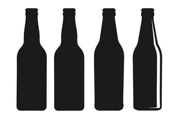 set of Beer Bottle silhouette vector illustration