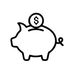 Piggy Bank with Inserting Coin Icon Design