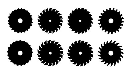 Set of circular saw silhouette vector on white background