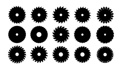 Set of circular saw silhouette vector on white background