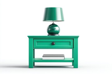 Teal Nightstand with Lamp and Books: Modern Minimalist Bedroom Decor