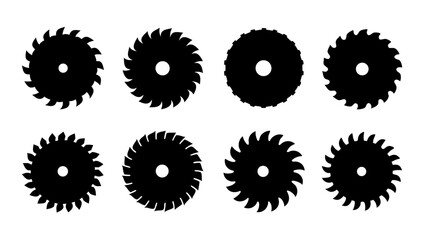 Set of circular saw silhouette vector on white background