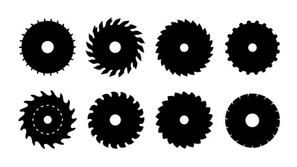 Set of circular saw silhouette vector on white background