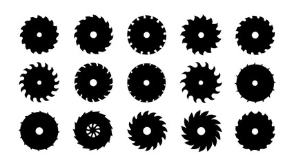 Set of circular saw silhouette vector on white background