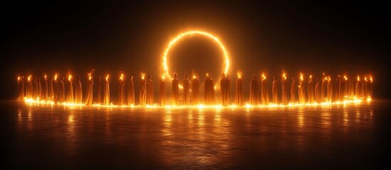 Figures Circle Light Ring on Reflective Surface