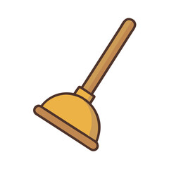 Plunger with Wooden Handle Tool Icon Design