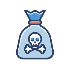 Poisonous Waste Bag Disposal Icon Design