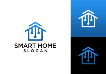 technology house logo design vector