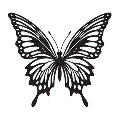 Black and white butterfly silhouette vector art – tattoo style animal illustration