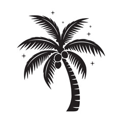 Obraz premium Palm tree silhouette vector icon. Coconut tree icon on white background
