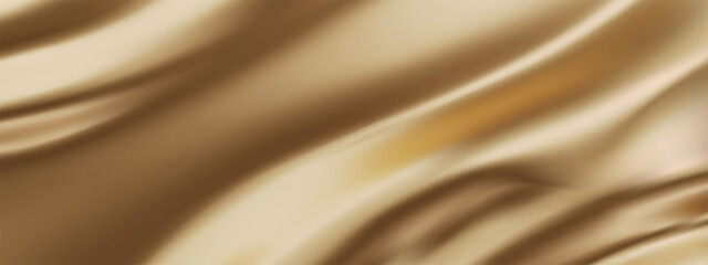 Golden background with liquid silk texture effect. Luxury smooth surface. Abstract gold gradient banner.