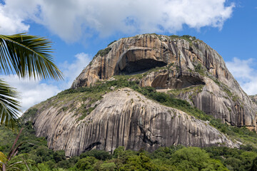 A huge rock formation in northern Brazil called Piedra da Boca. Mountains eroded by rain.