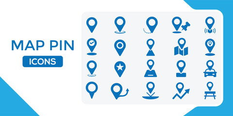 Set of Location pin icons, Containing map, map pin, gps, destination,Map Marker vector Illustration.