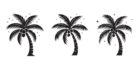 Coconut tree silhouette icon. Palm trees design elements set. Vector illustration eps 10
