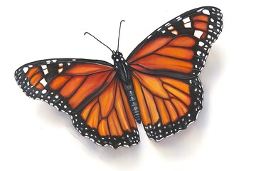 Fototapeta premium Detailed illustration of an orange monarch butterfly.