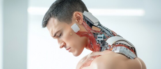 Futuristic ultra-thin, adhesive skin patch equipped with AI-powered sensors to continuously monitor and analyze various biomedical signals for personalized health and wellness tracking