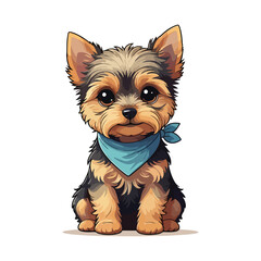 Baby Yorkshire Terrier in chibi style on white background