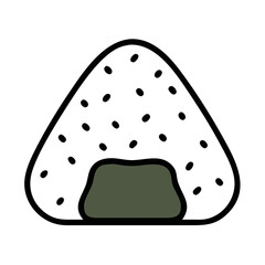 Rice Ball Onigiri with Seaweed Icon Design