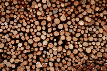 Background of heap firewood stack from Mangrove forest, natural wood, Background of dry chopped firewood logs.