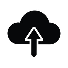 Cloud Upload Icon Silhouette Vector Illustration