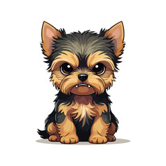 Baby Yorkshire Terrier in chibi style on white background