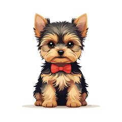 Baby Yorkshire Terrier in chibi style on white background
