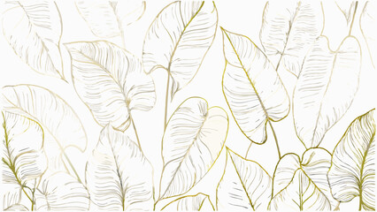 vector leaf pattern  gold line art background  art (3).eps