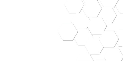 Abstract white hexagon vector wallpaper with hexagon grid realistic geometric mesh cells texture minimal futuristic medical concept hexagon on transparent background. 