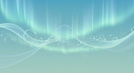 Serene Aqua Background Abstract Waves Bubbles and Glowing Lights
