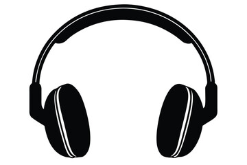 Iconic black and white minimalist depiction of headphones, perfect for digital designs