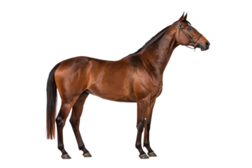 Majestic Brown Horse on White Background