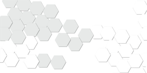 Abstract white hexagon vector wallpaper with hexagon grid realistic geometric mesh cells texture minimal futuristic medical concept hexagon on transparent background. 