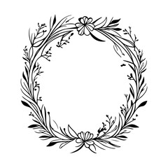Decorative Botanical Wreath Vector Illustration