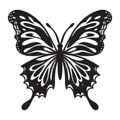 Elegant Tribal Butterfly Tattoo Design in Black Vector