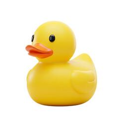 Classic 3D Bright Yellow Rubber Duck on a Clean White Background - Iconic Bath Toy Illustration
