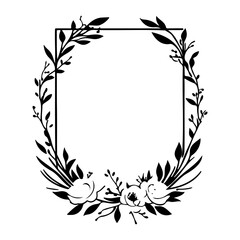 Floral Frame with Rectangle and Botanical Decoration